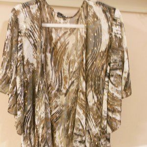 Coverup grey-bl, brown-beige-wht w. gold sparkles